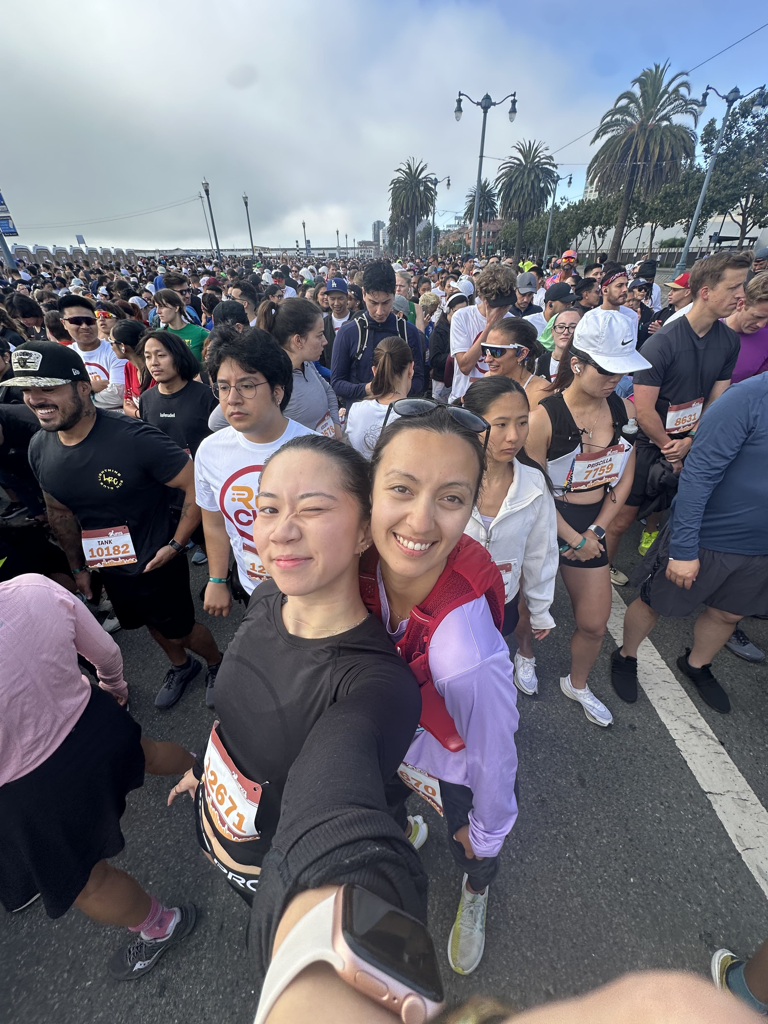 Angela with a friend at a race